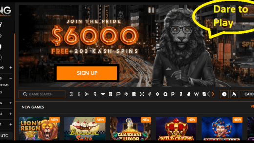 King johnnie casino homescreen