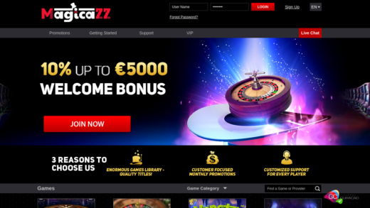 Magicazz Casino homepage