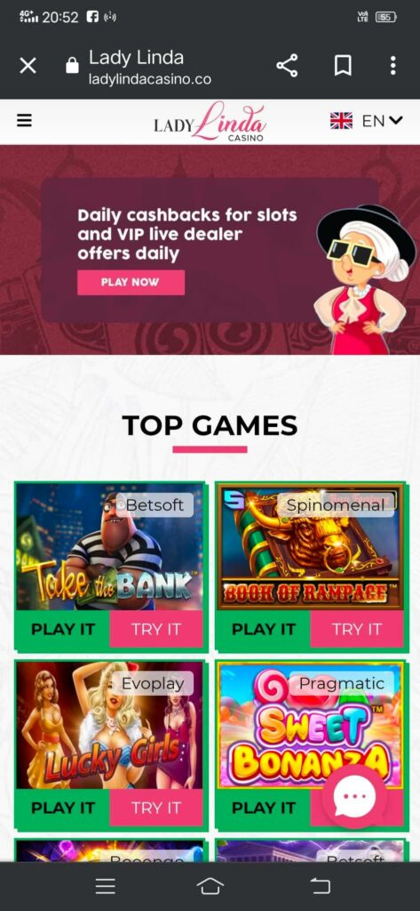 Lady Linda Casino UK: How to Hit Jackpot Here? 3 Lady Linda Casino UK on mobile