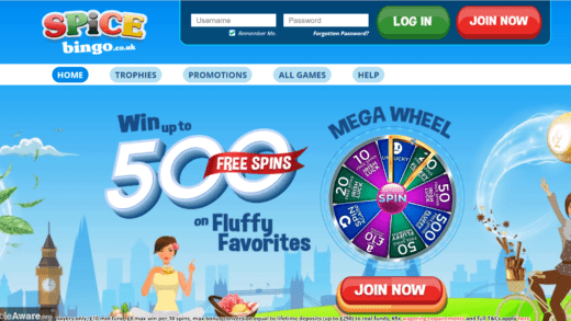 Online Bingo spice or spice bingo homepage