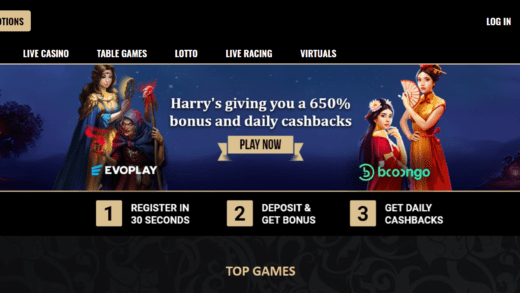 Harry's Casino homepage