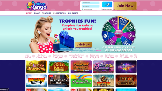 Lollipop Bingo homepage