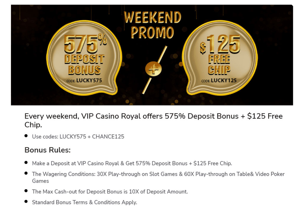 Vip Casino Royale Genuine Review - Is it a SCAM? 3 VIP CASINO ROYALE WEEKEND PROMO